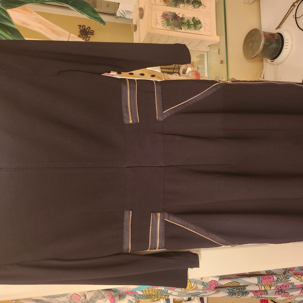 Black Dress with Tan Accents